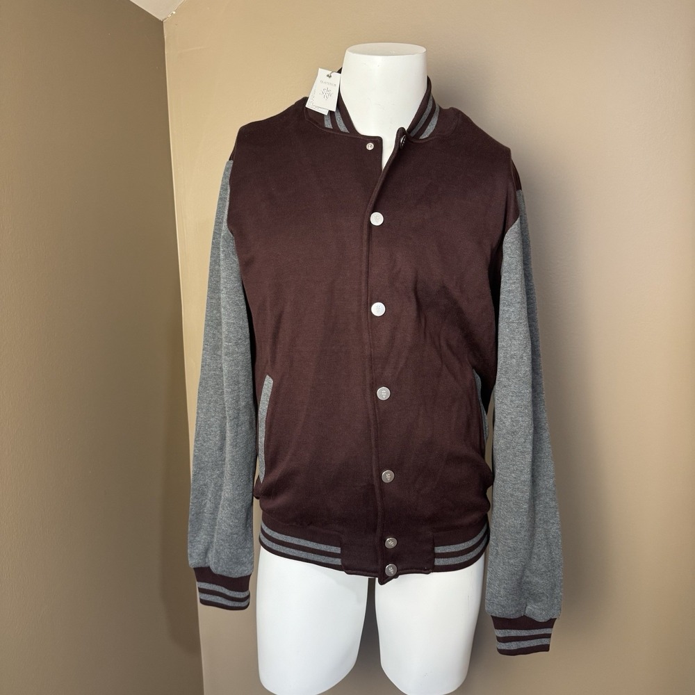 Eleventy Men's Burgundy Cotton Blend Varsity Jacket XL NWT